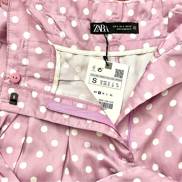 ZARA Purple Polka Dot High Waisted Shorts Size S - Picture 4 of 6